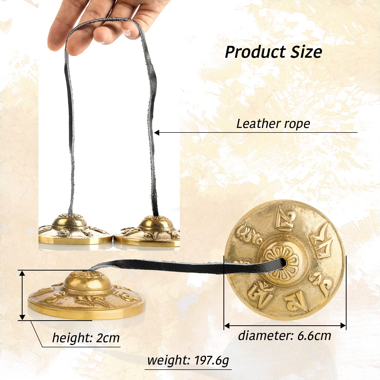 Zenbless Tibetan Tingsha Cymbals 2Pcs, With Storage Box And Fabric Case, Meditation Sanskrit Brass Chime Bells For Spiritual Hea
